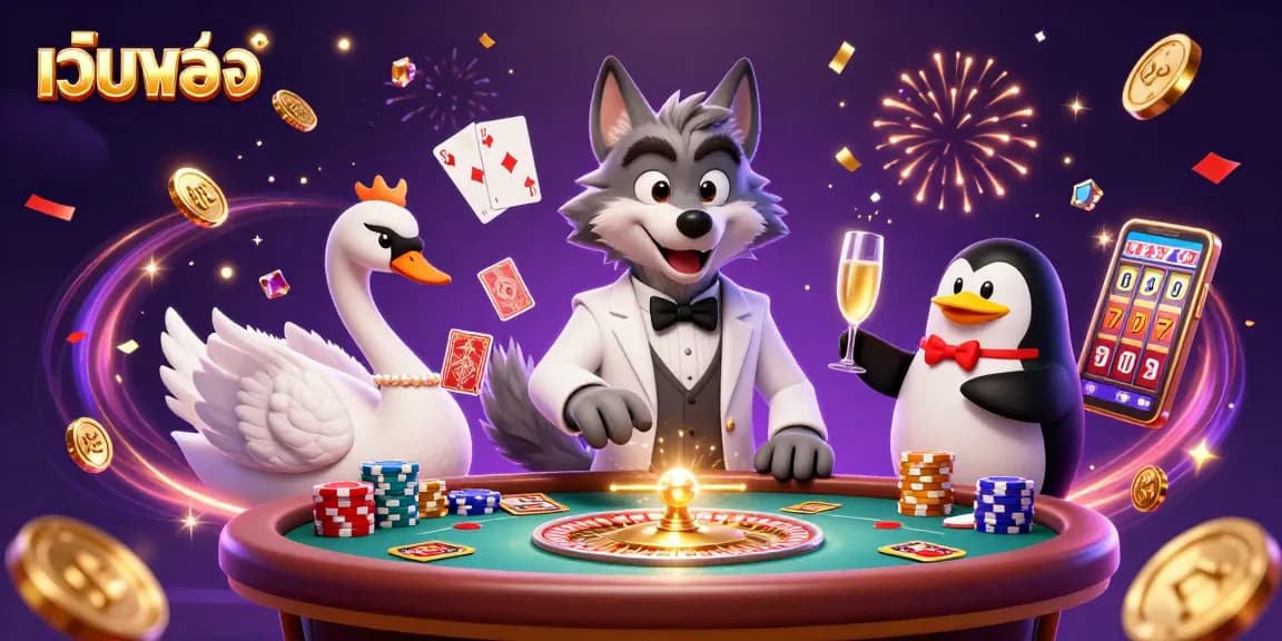 Experience excitement with เว็บตรง as the debonair wolf and stylish characters engage in dynamic casino games.