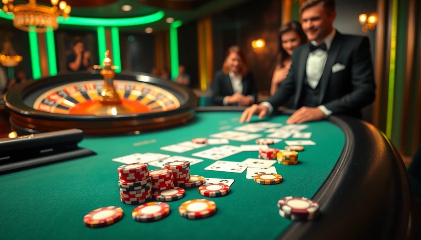 HITCLUB casino scene featuring vibrant poker table, engaging players, and luxurious ambiance.