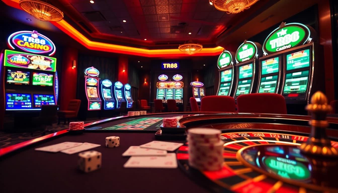 Players enjoying an exhilarating TR88 gaming experience with poker chips and cards.