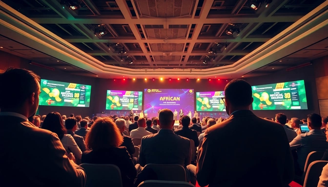 A vibrant panel discussing Africa igaming news during a conference with engaged attendees.