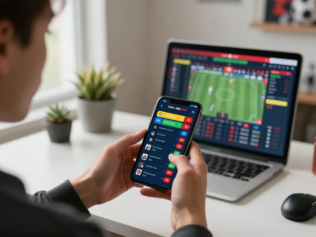 Engaging live sports betting experience on smartphone represents Liên minh okwin in action.