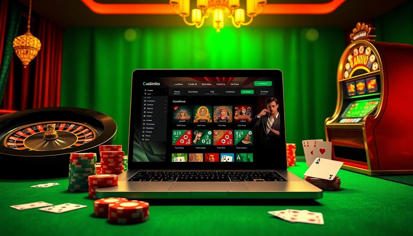 Engage in thrilling gameplay at https://lodetructuyen.co/ with an online casino scene filled with vibrant poker chips and cards.