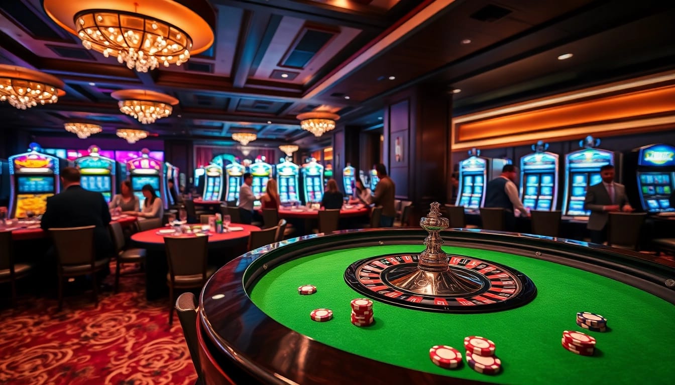 Exciting casino scene with dynamic bets and luxury atmosphere at https://kjc.lgbt/ highlighting roulette table action.