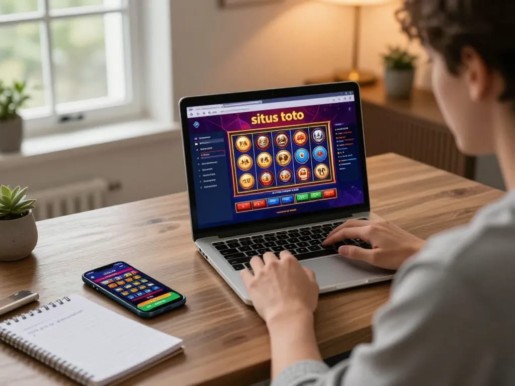 Bermain di platform situs toto dengan antarmuka yang semarak, fokus pada strategi slot online.