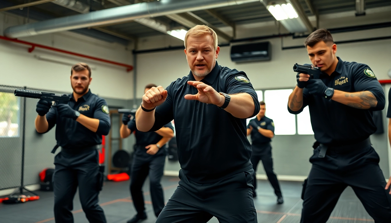 Training session for Professional Body Guard Program showcasing instructors and trainees enhancing their skills.