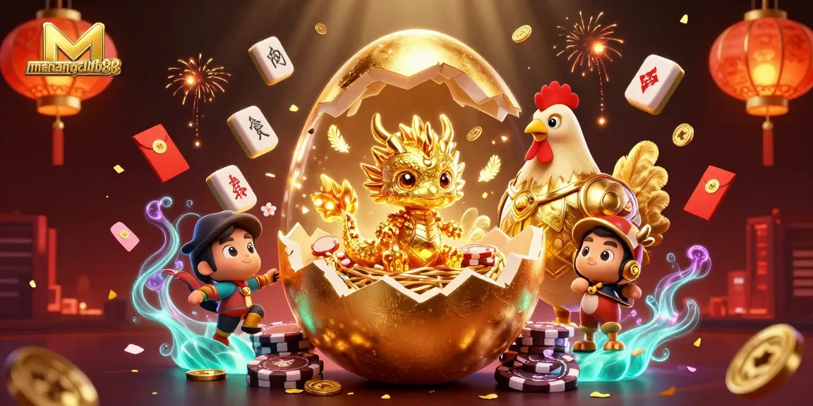 Experience the excitement at menangclub88 with this vibrant 3D collage of gaming elements