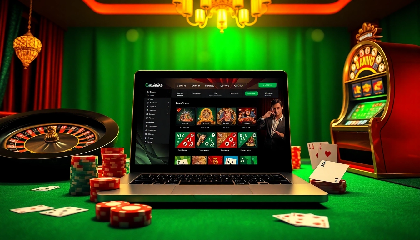 Engage in thrilling gameplay at https://lodetructuyen.co/ with an online casino scene filled with vibrant poker chips and cards.