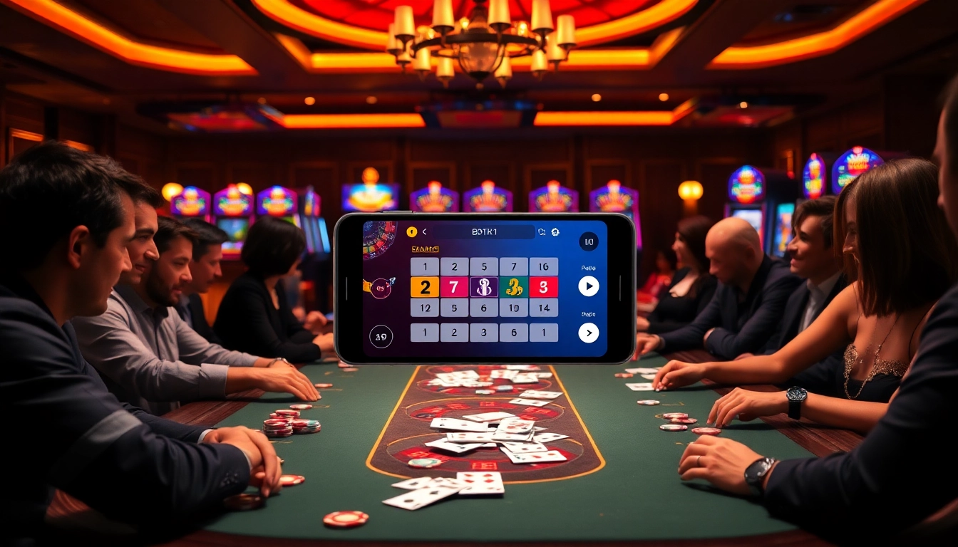 Experience BDTK1 betting action at an upscale casino table surrounded by player excitement.