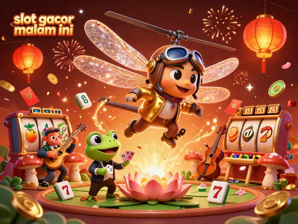 Menyemarakkan malam dengan slot gacor malam ini, pemandangan kasino seru dengan karakter unik.