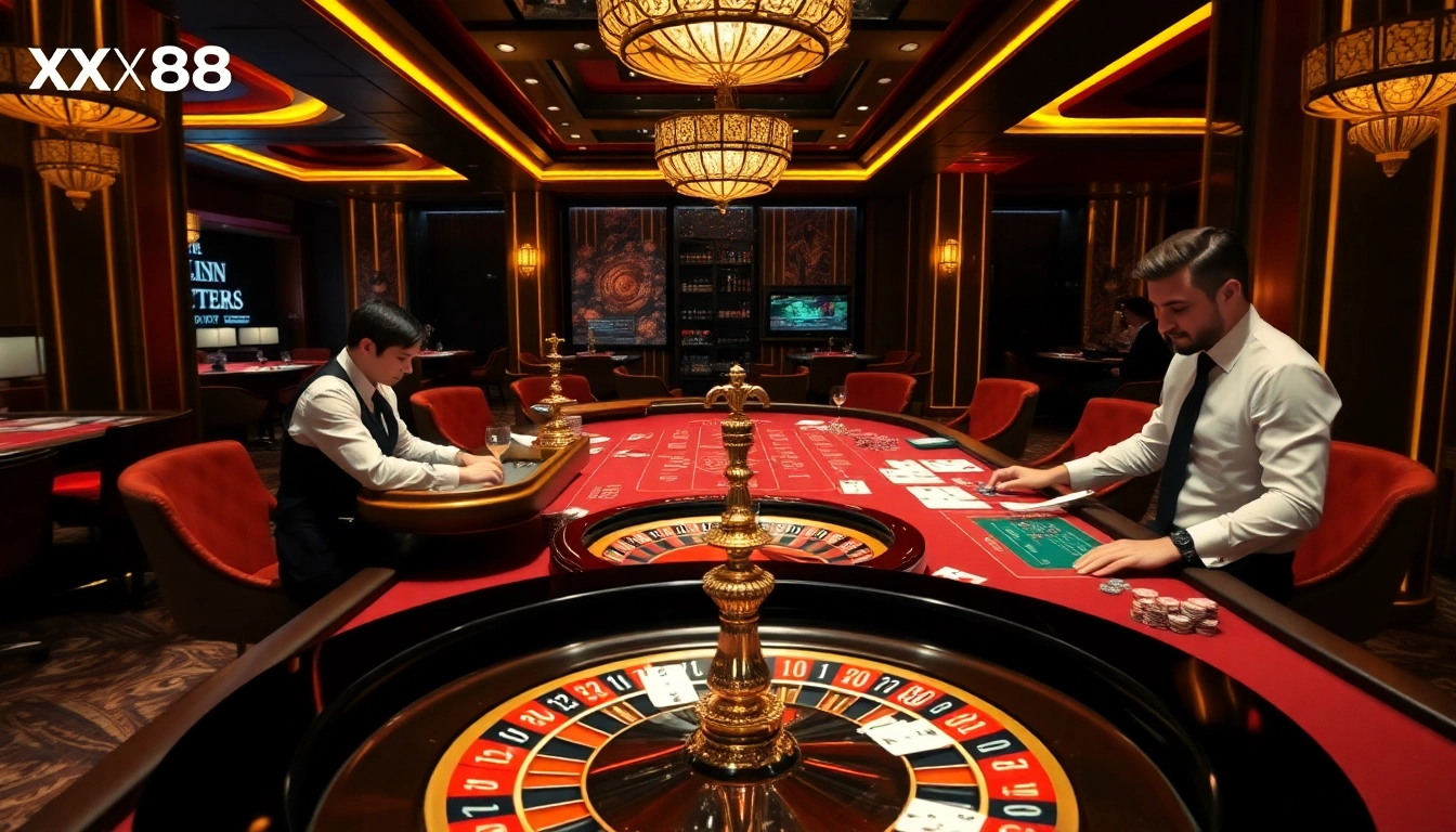 Experience the thrill of xx88 gaming with professional dealers and stylish casino elements.