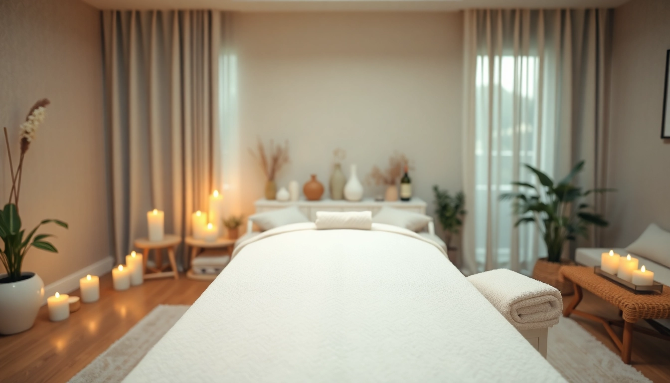 Inviting setup for 오산출장마사지 in a serene home environment, showcasing a massage table and soothing decor.