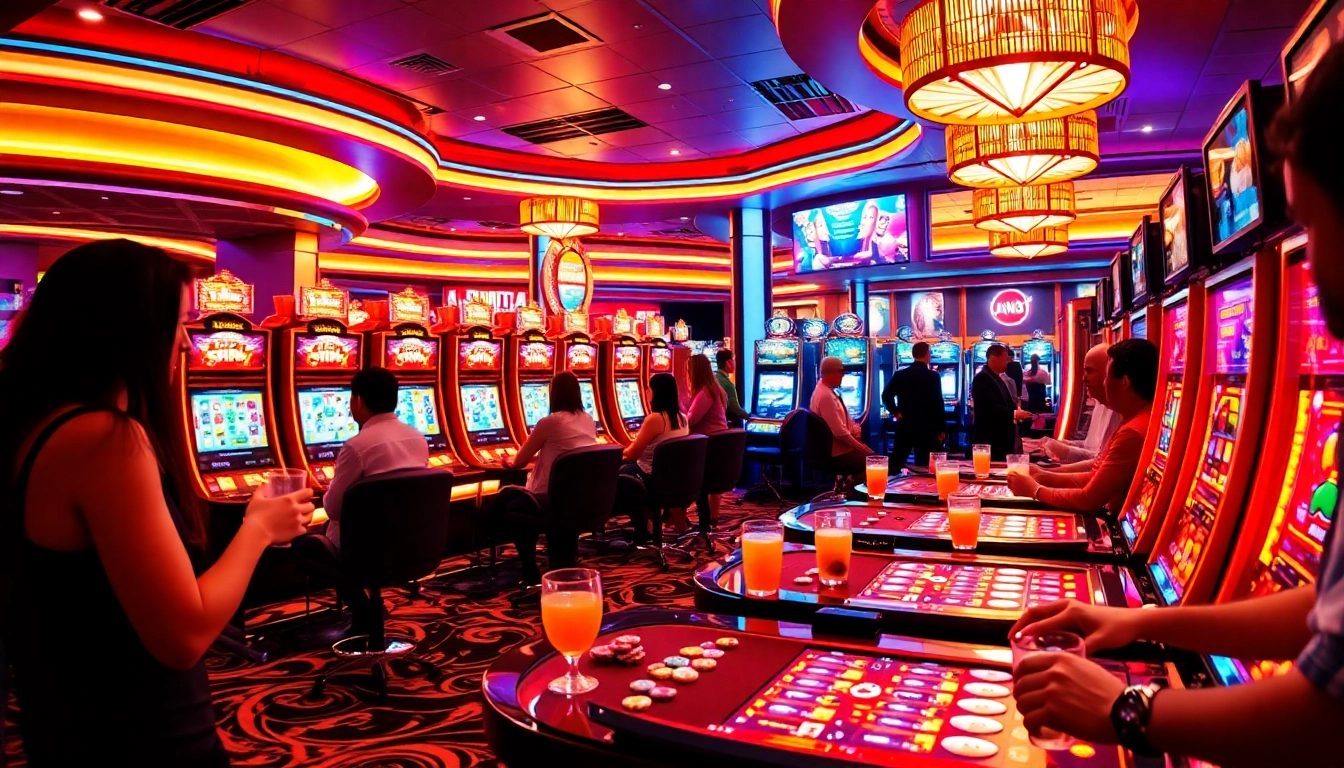 Players enjoying slot gacor gameplay in a vibrant casino atmosphere filled with excitement and winning potential.