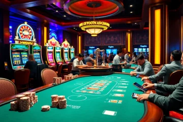 Experience thrilling gameplay at Debet's luxurious casino tables with vibrant poker chips and excitement.
