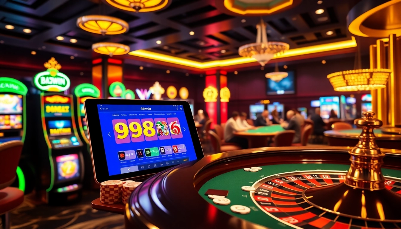 Players enjoying exciting games at the glamorous 98win casino, highlighting gambling strategies.