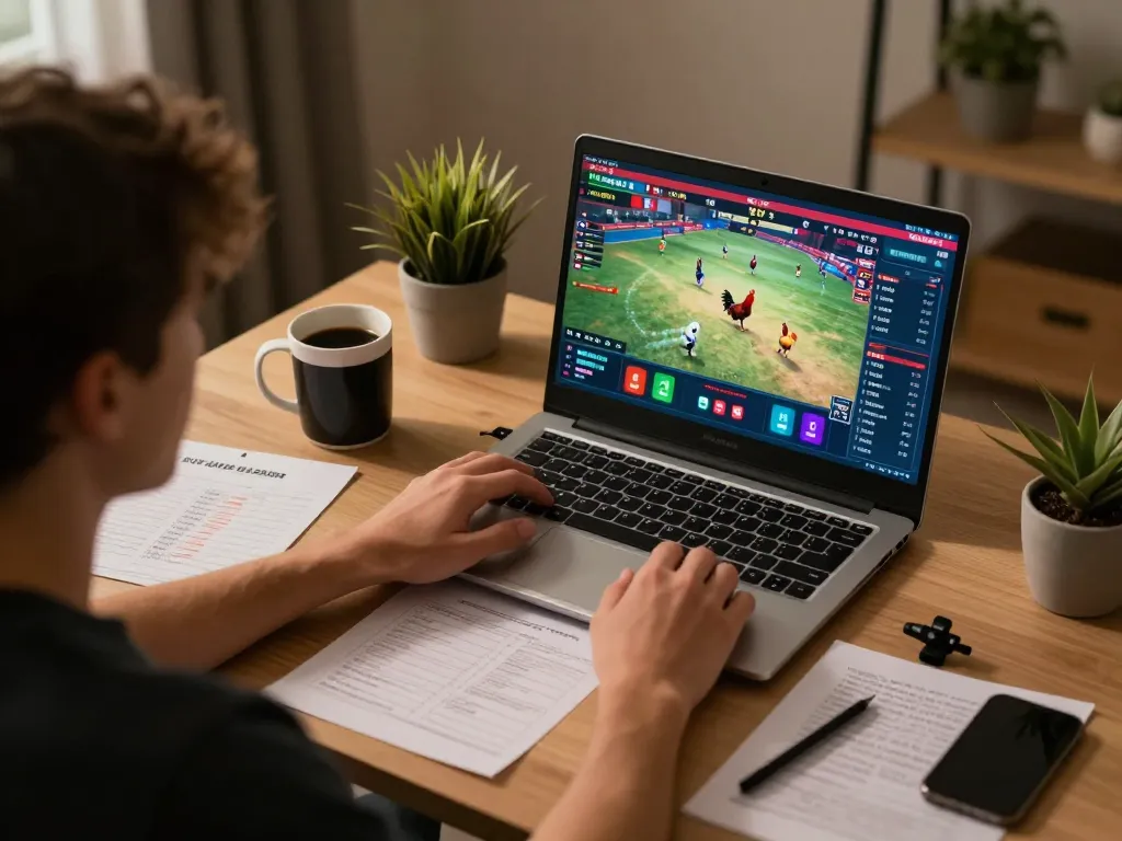 Watch live cockfighting events with congaden's online betting features and immersive gameplay experience.