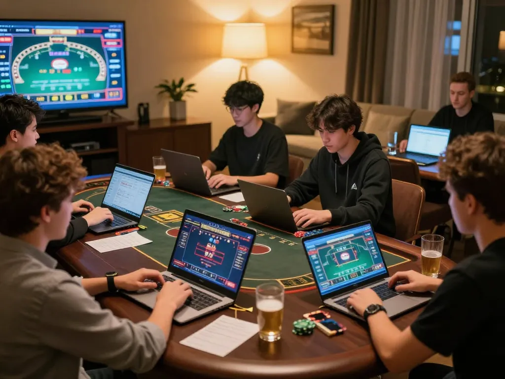 Players enjoying online casino games with 68win's user-friendly interface at home.