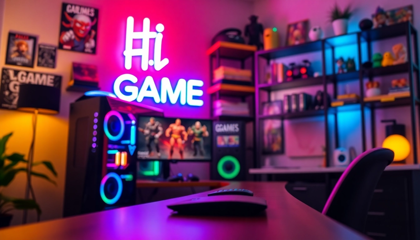 Jogadores desfrutando de jogos no hi game em um ambiente moderno e acolhedor.