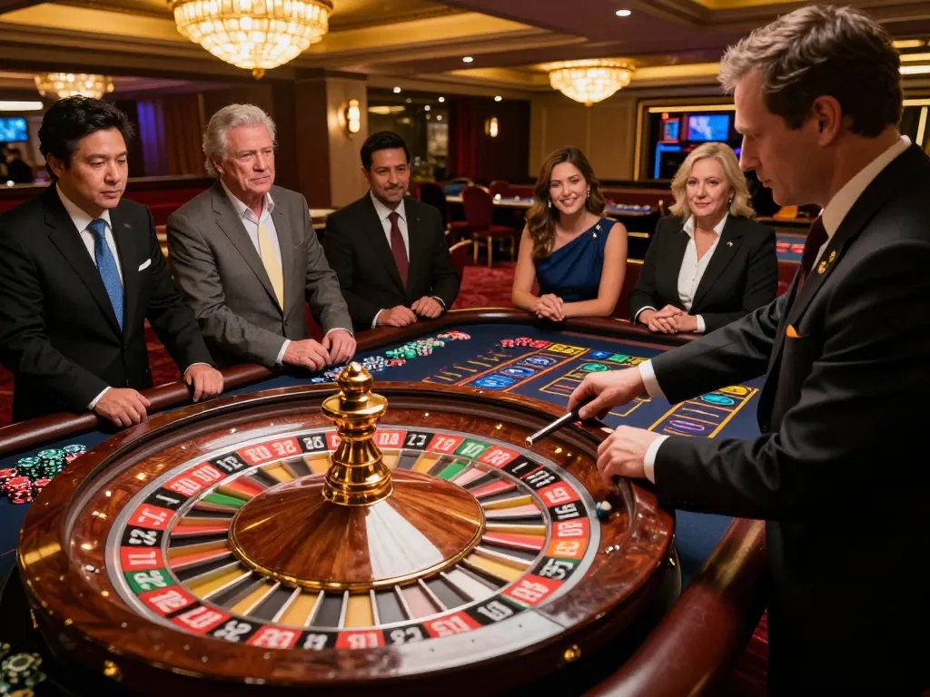 Players engaging with the roulette game at tg88 casino, focusing on the spinning wheel and colorful chips.