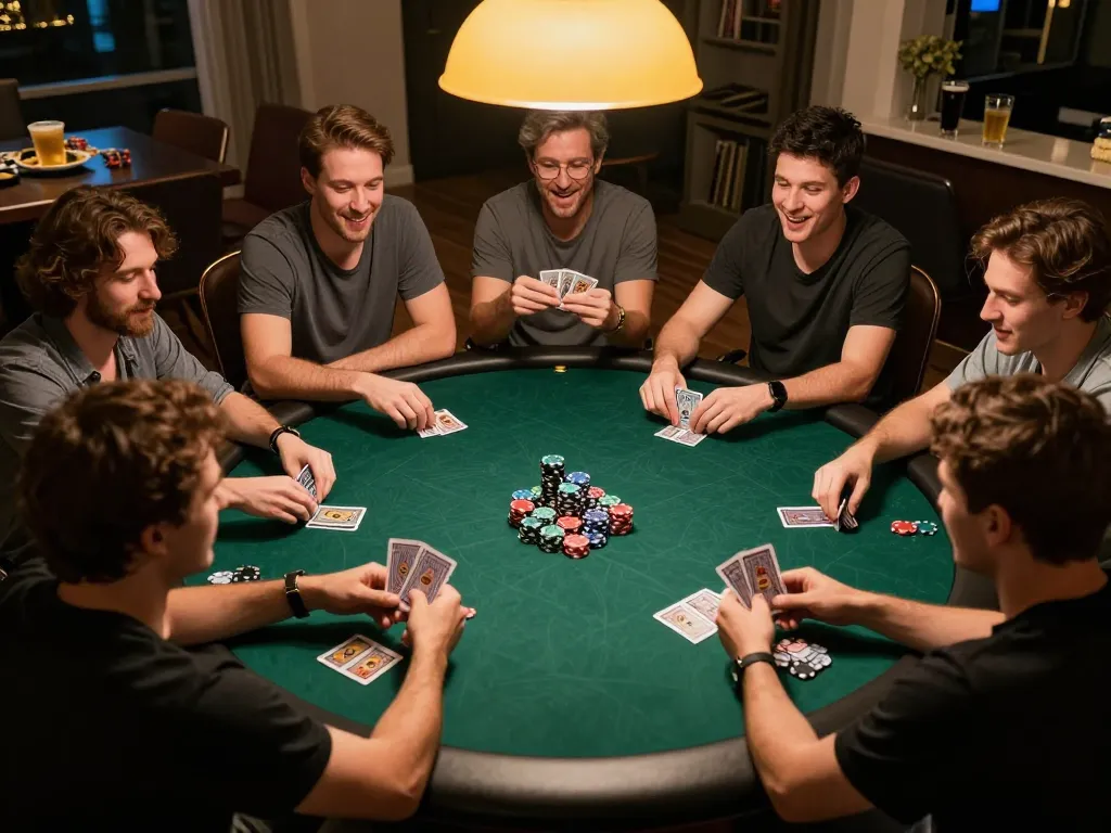 Players enjoying a friendly game of poker at home, showcasing CK444 excitement and strategy.