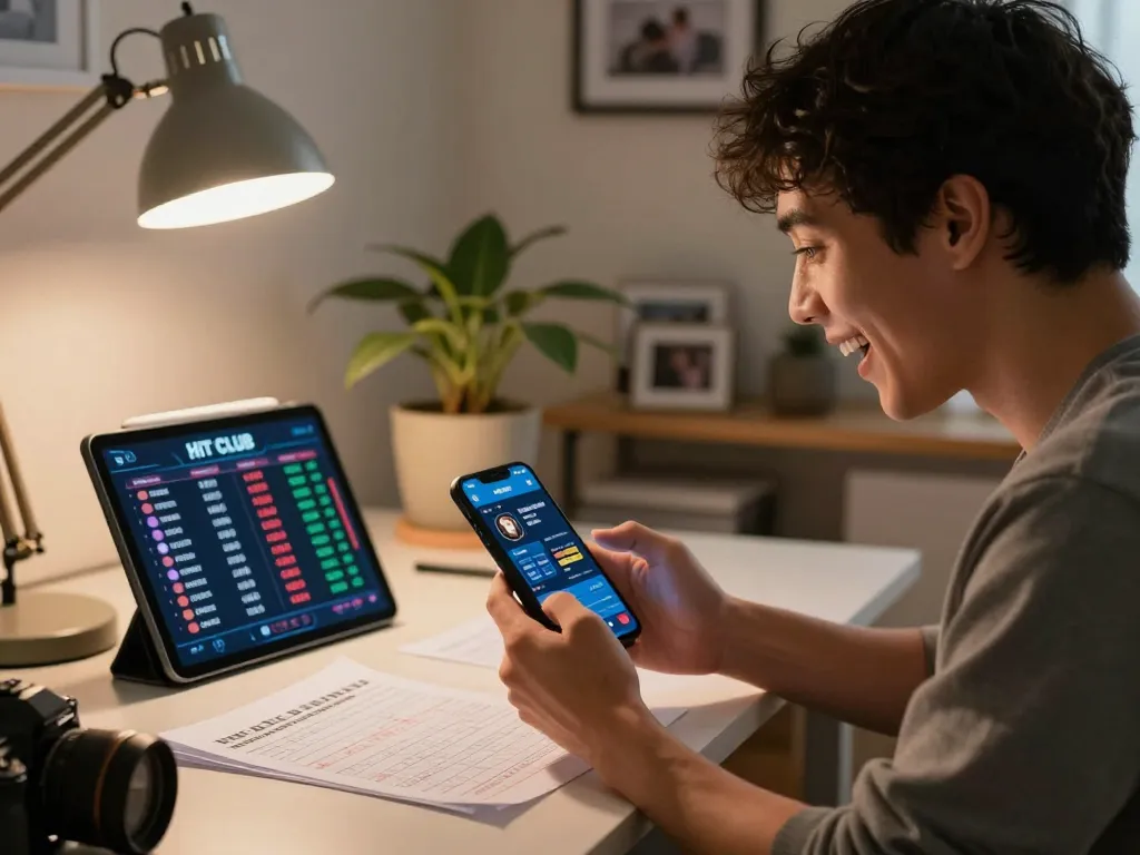 Engaging in online sports betting with the HIT CLUB app, showing excited gameplay.